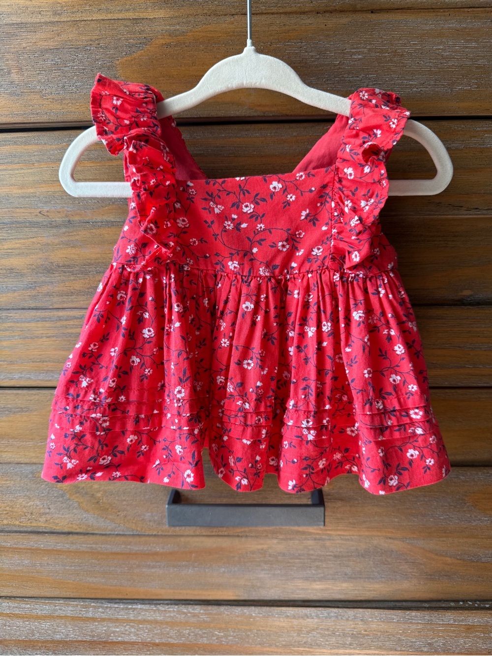 Janie and Jack Red Floral Ruffle-Shoulder Tank Matching Set